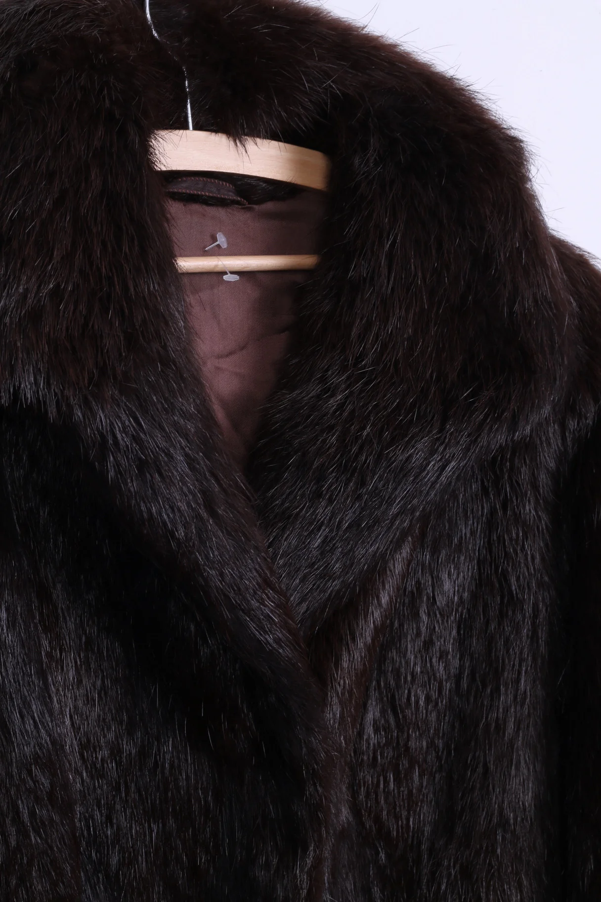 Womens XL Coat Authentic Fur Dark Brown Boho Vintage - Image 3