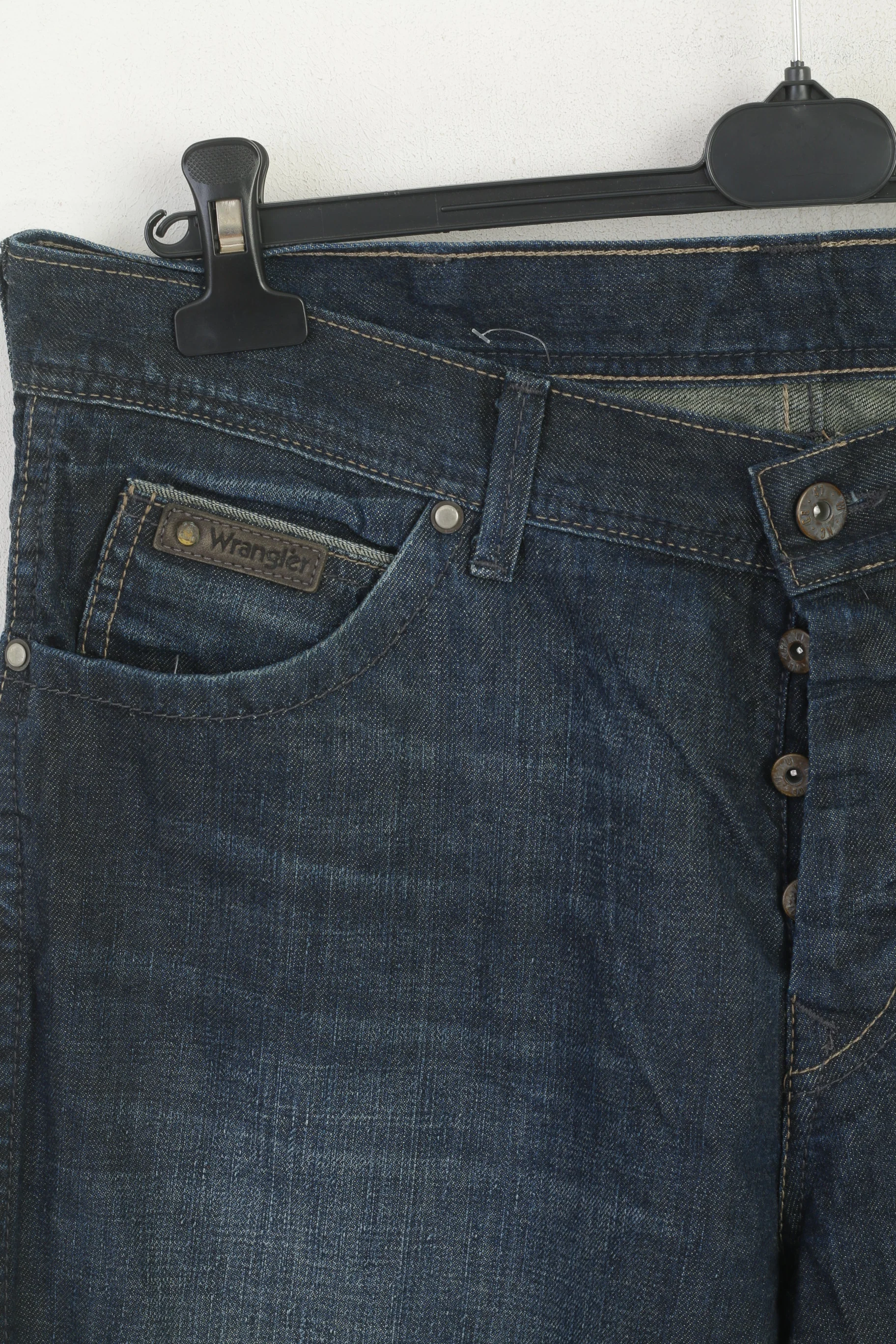 Wrangler Men 36 Jeans Trousers Navy Denim Cotton Vintage Roxboro Classic Pants - Image 2