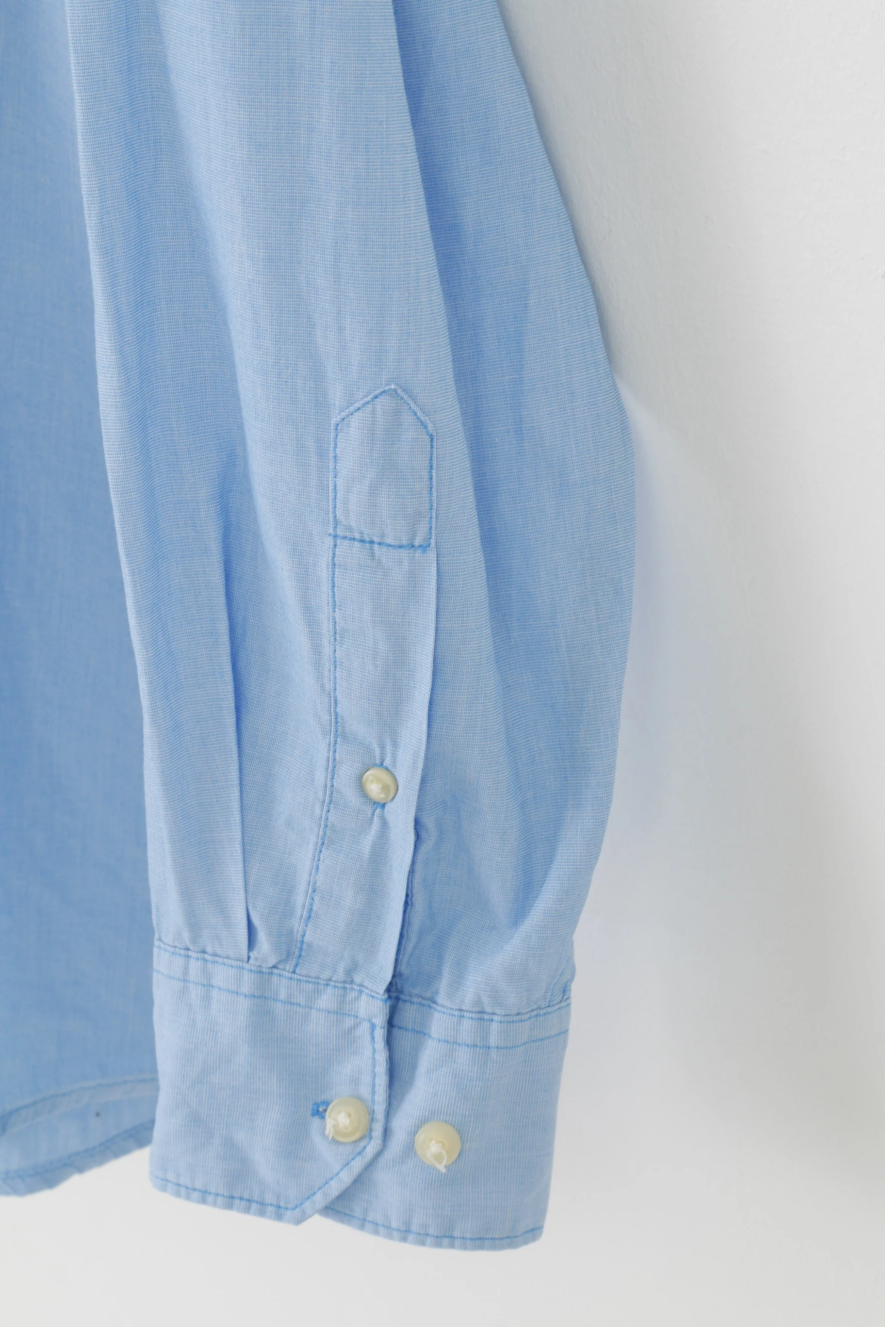 Wrangler Men XL Casual Shirt Blue Cotton Collar Long Sleeve Pockets Elegant Top - Image 3