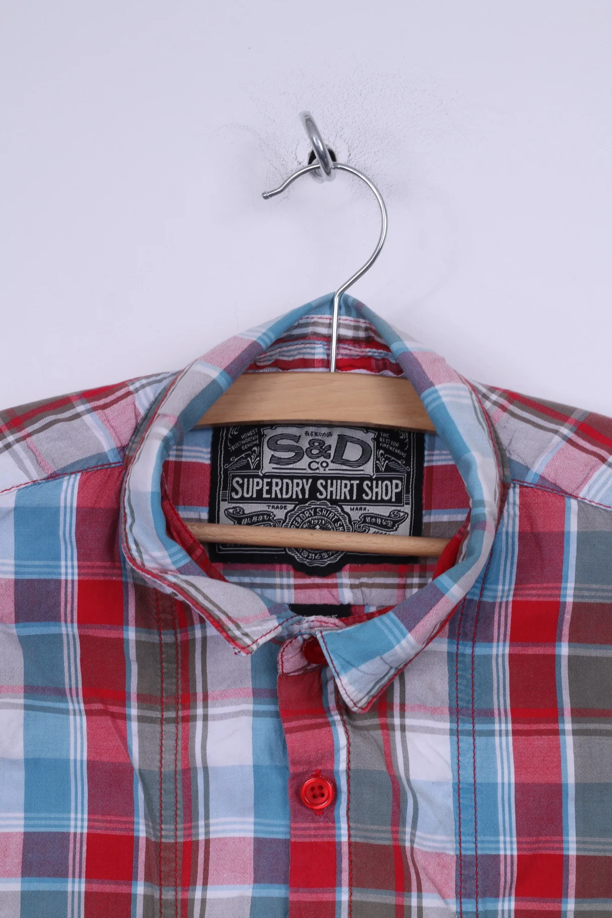 Superdry Mens L Casual Shirt Short Sleeve Check Multi - Image 2