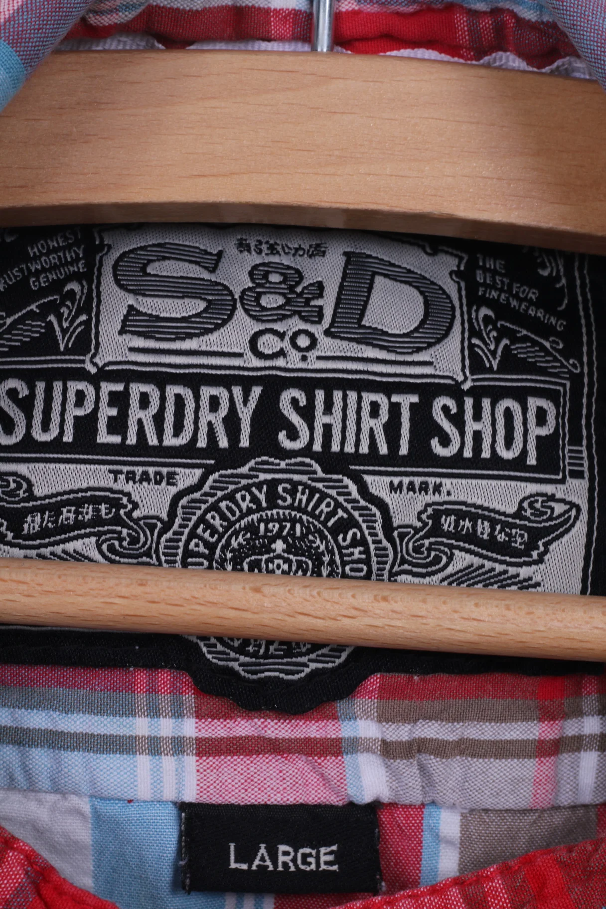 Superdry Mens L Casual Shirt Short Sleeve Check Multi - Image 5