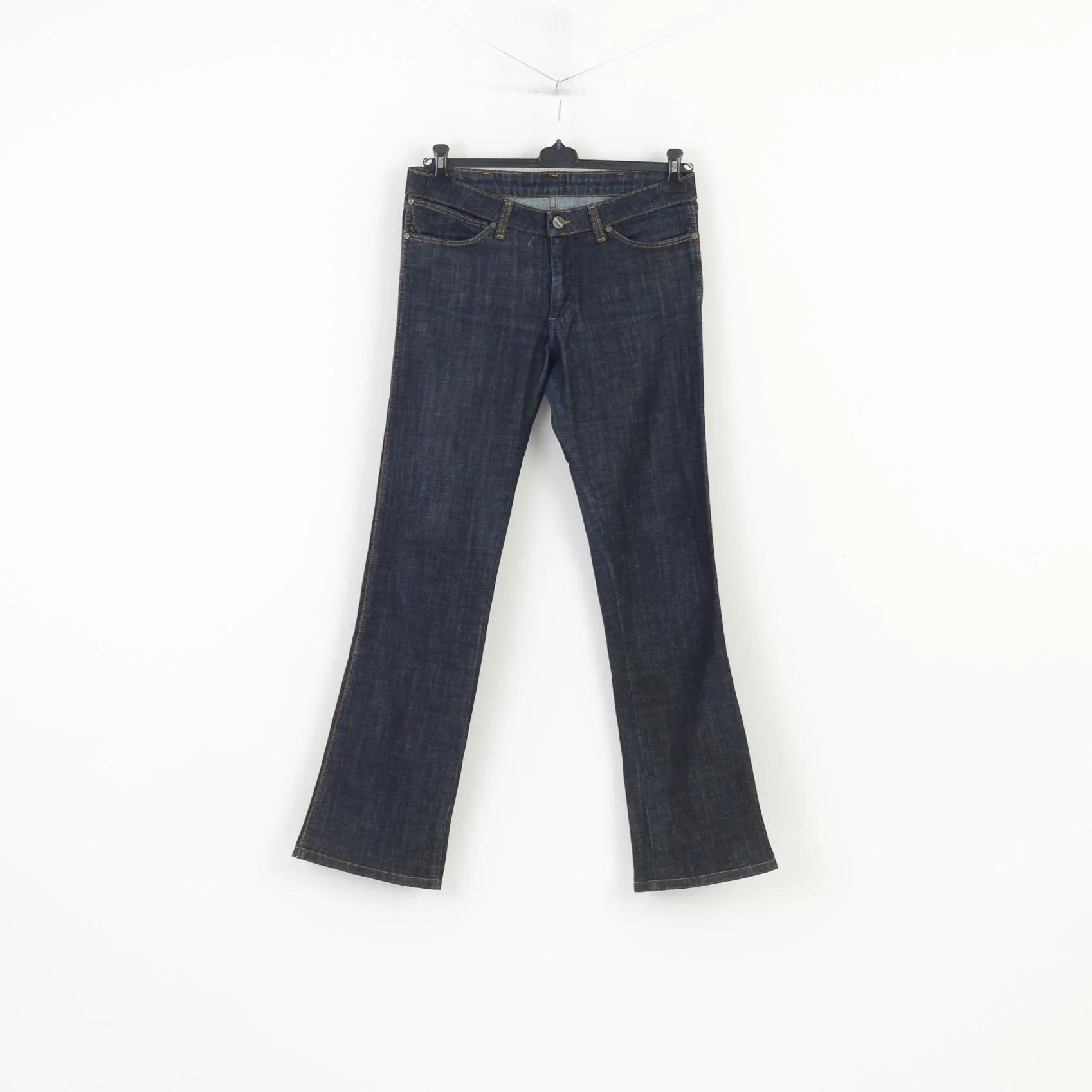 Wrangler Women 31 Jeans Trousers Navy Cotton IRIS Straight Leg Vintage Pants