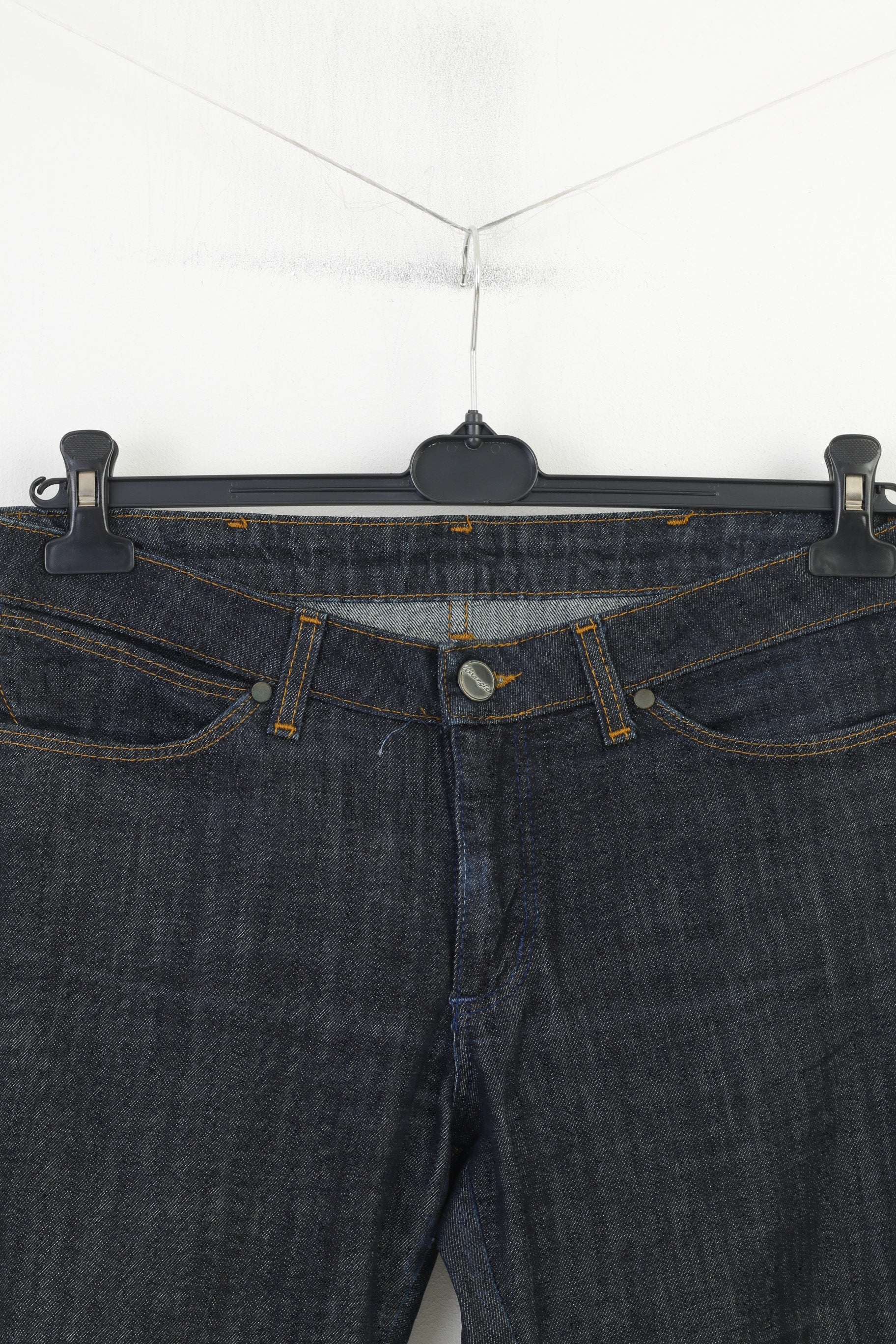 Wrangler Women 31 Jeans Trousers Navy Cotton IRIS Straight Leg Vintage Pants - Image 2
