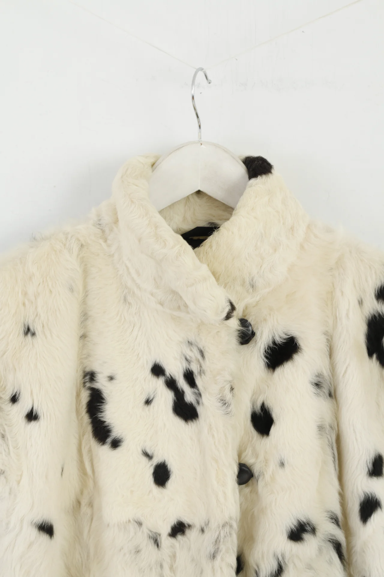 Wyhid Pelze Women L Jacket Beige Spotty Fut Leather Buttoned Boho Top - Image 3