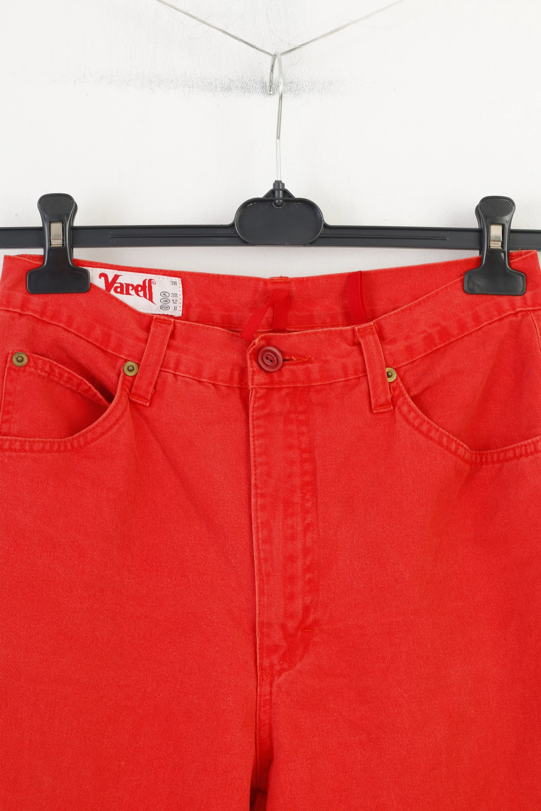 Yarell Women 12 40 Trousers Red Cotton Vintage Jeans Pants - Image 2