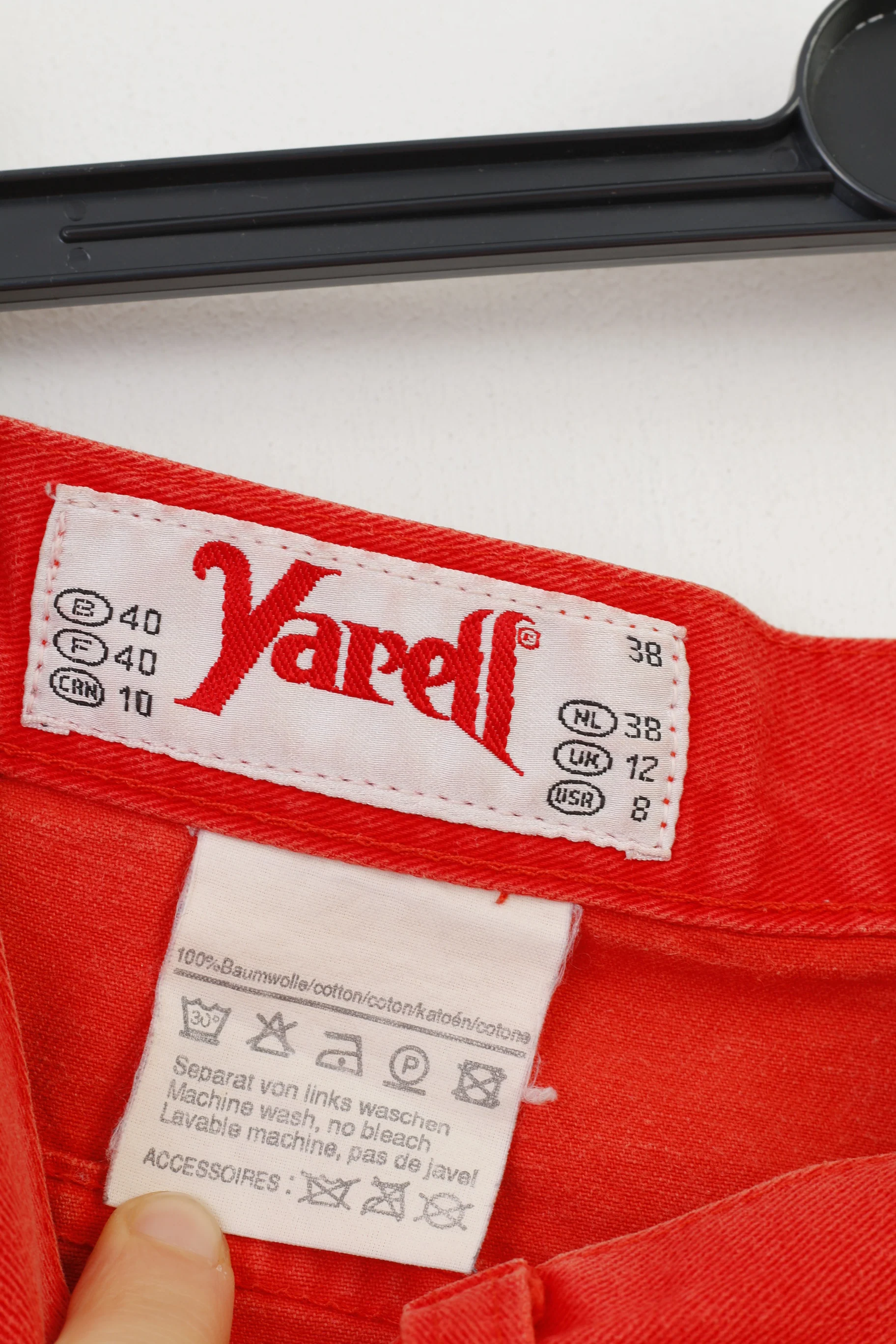 Yarell Women 12 40 Trousers Red Cotton Vintage Jeans Pants - Image 5