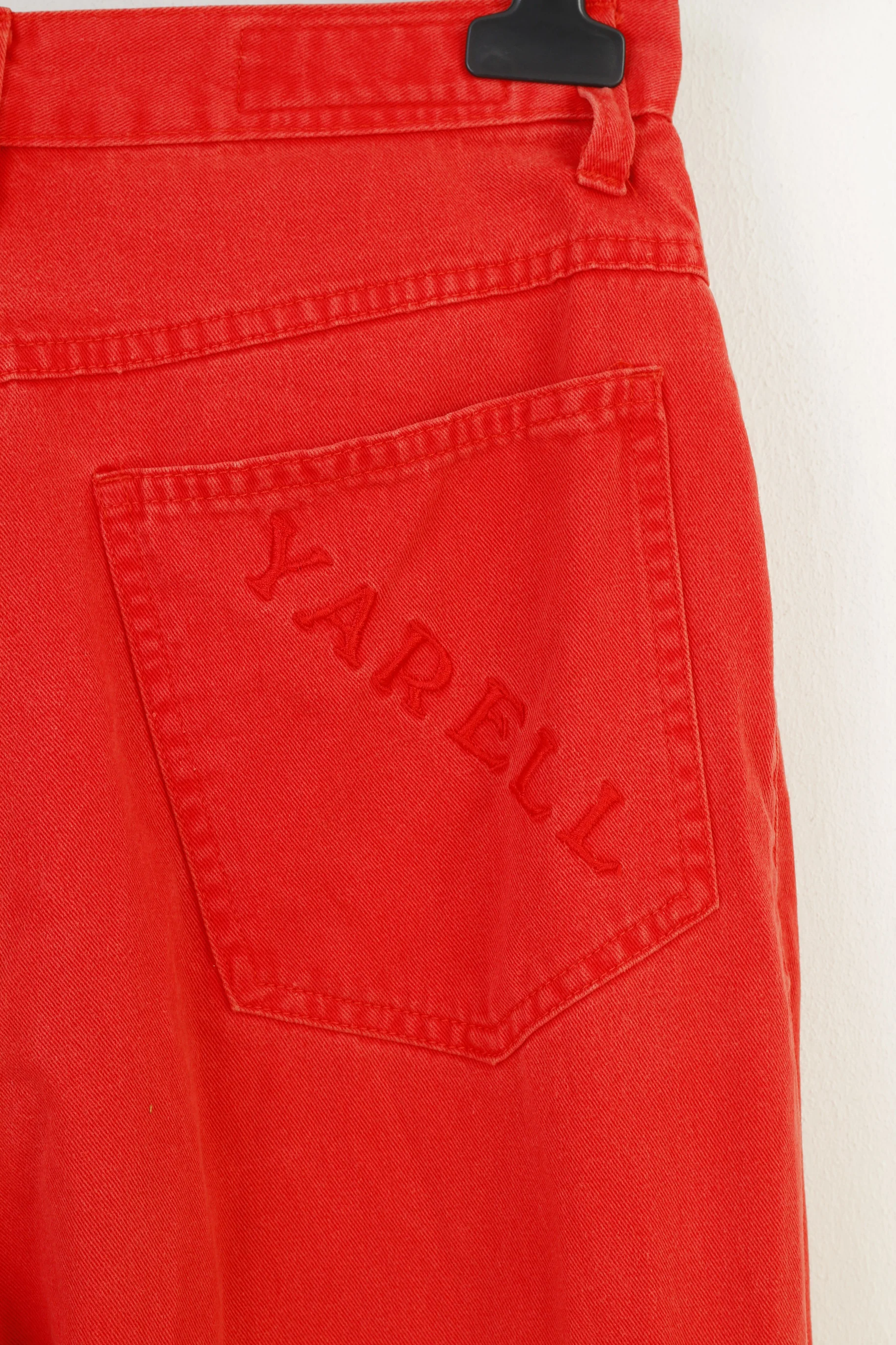 Yarell Women 12 40 Trousers Red Cotton Vintage Jeans Pants - Image 6