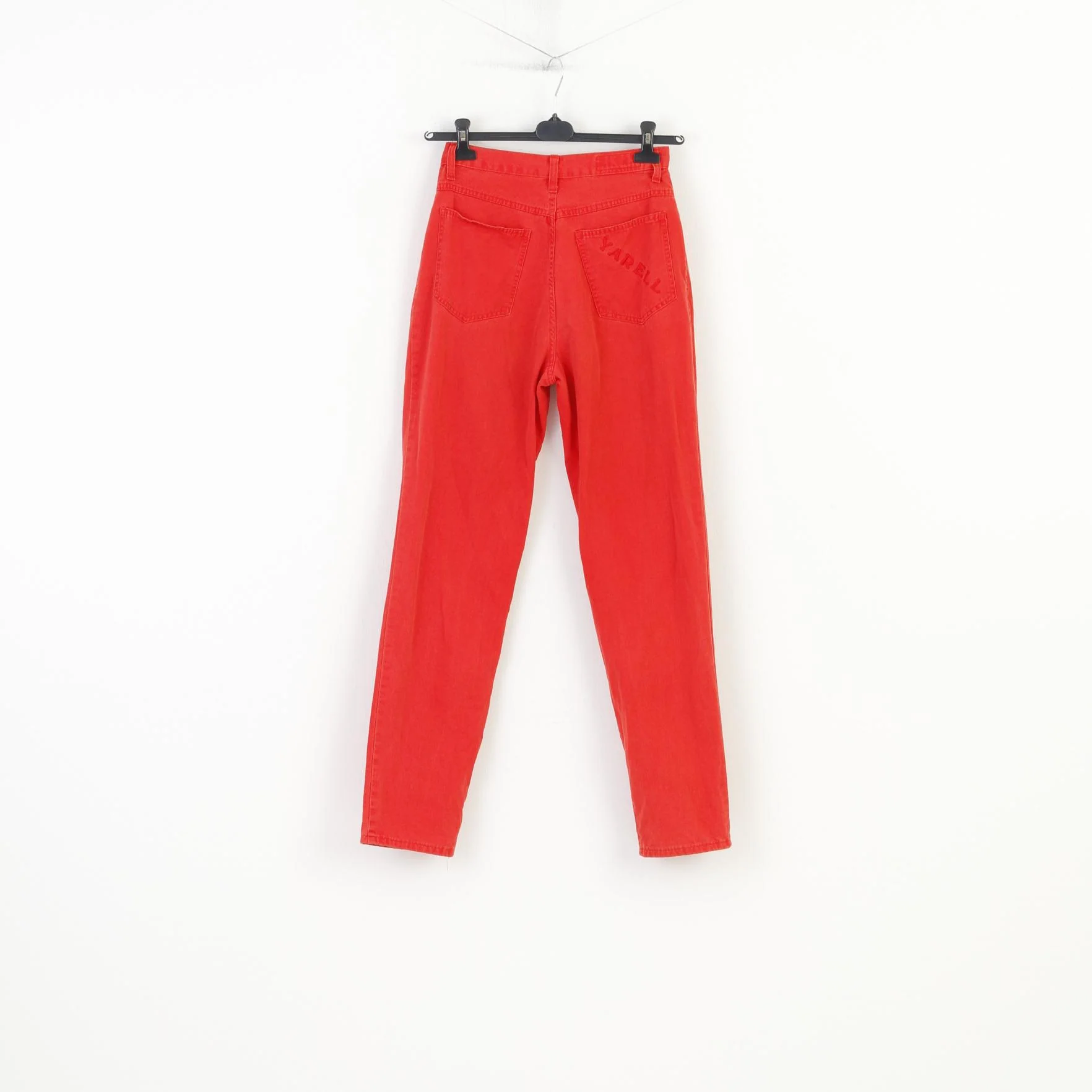 Yarell Women 12 40 Trousers Red Cotton Vintage Jeans Pants - Image 7