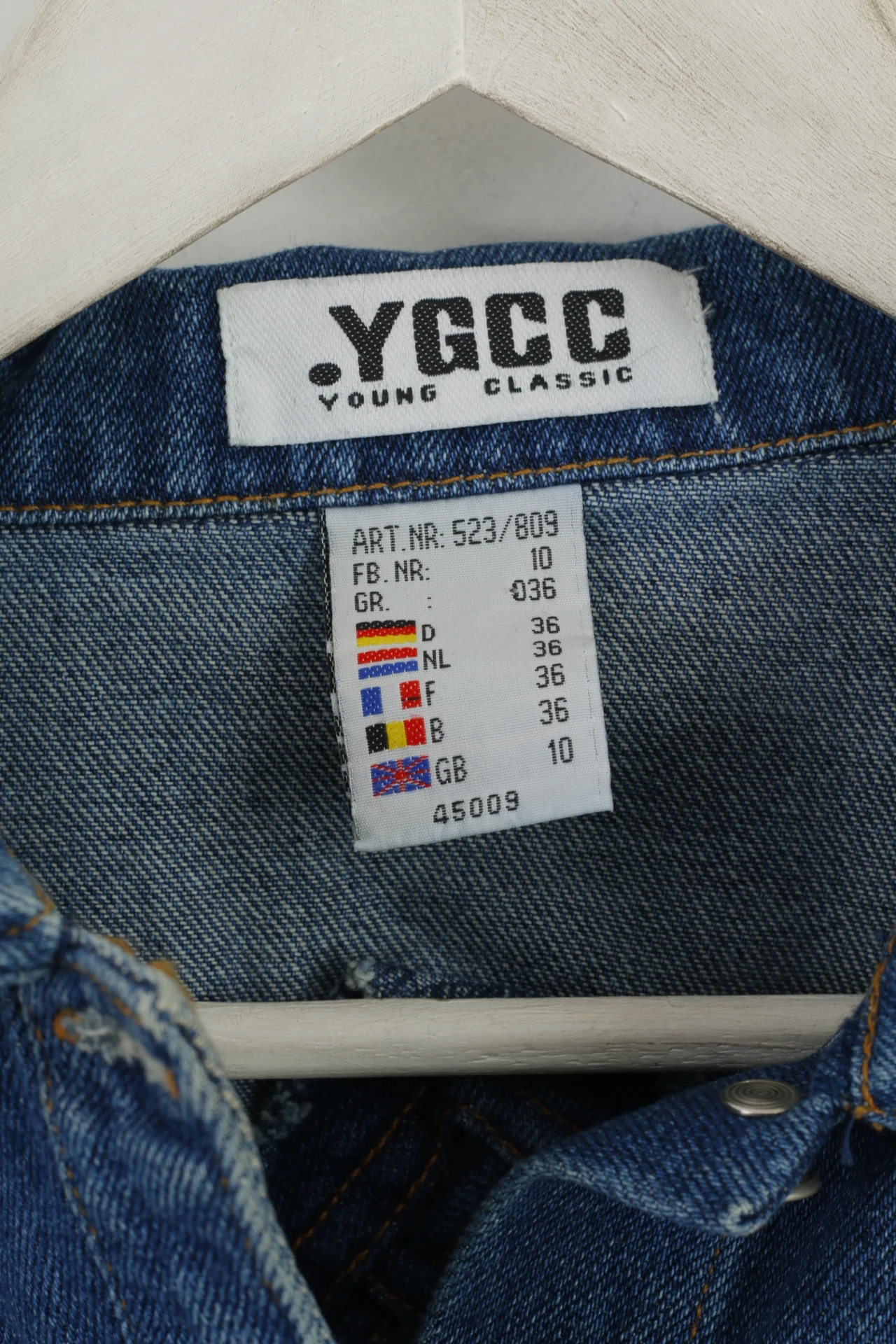 YGCC Women 10 36 S Denim Jacket Blue Jeans Cotton Detailed Boho Top - Image 5