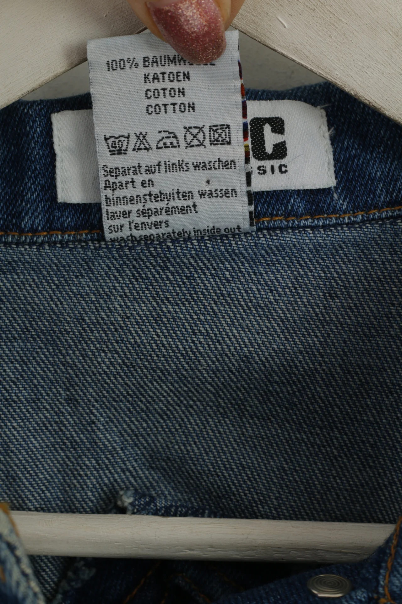 YGCC Women 10 36 S Denim Jacket Blue Jeans Cotton Detailed Boho Top - Image 6