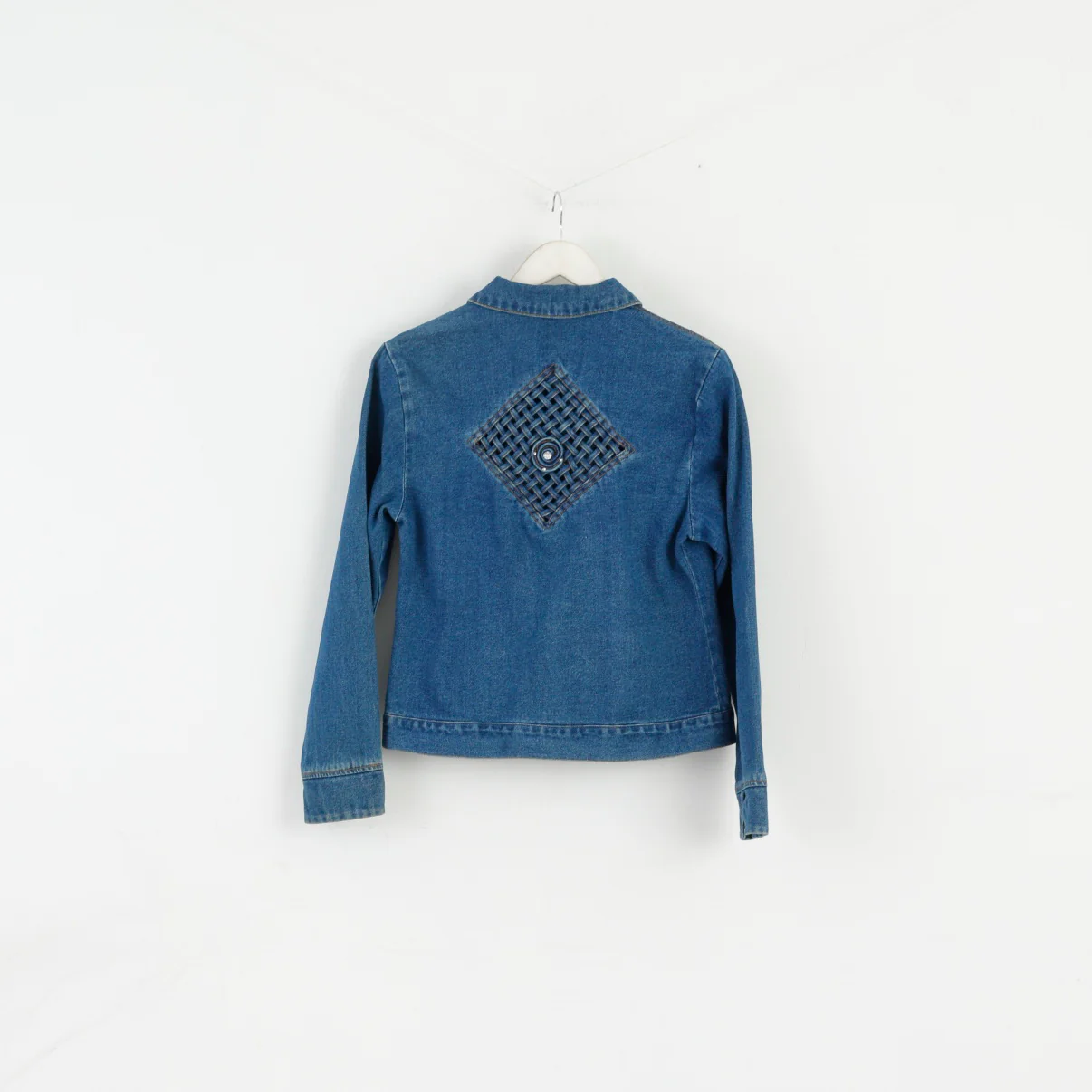 YGCC Women 10 36 S Denim Jacket Blue Jeans Cotton Detailed Boho Top - Image 7