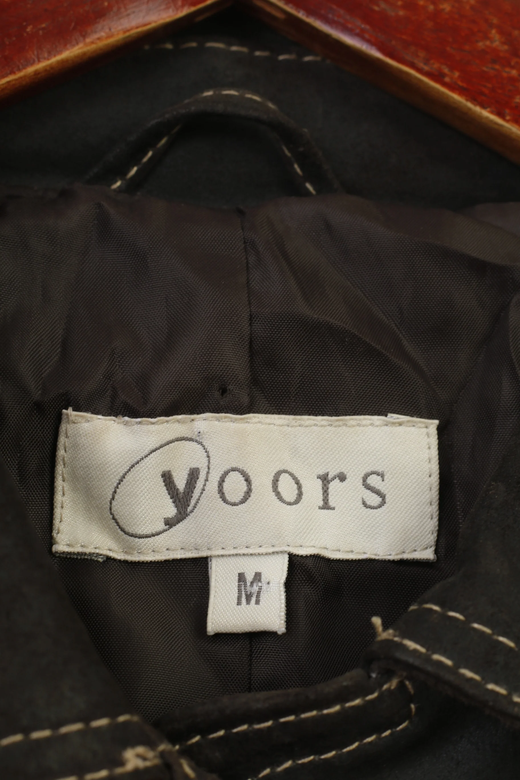 Yoors Women M Leather Jacket Gold Buttons Brown Suede Vintage Top - Image 5