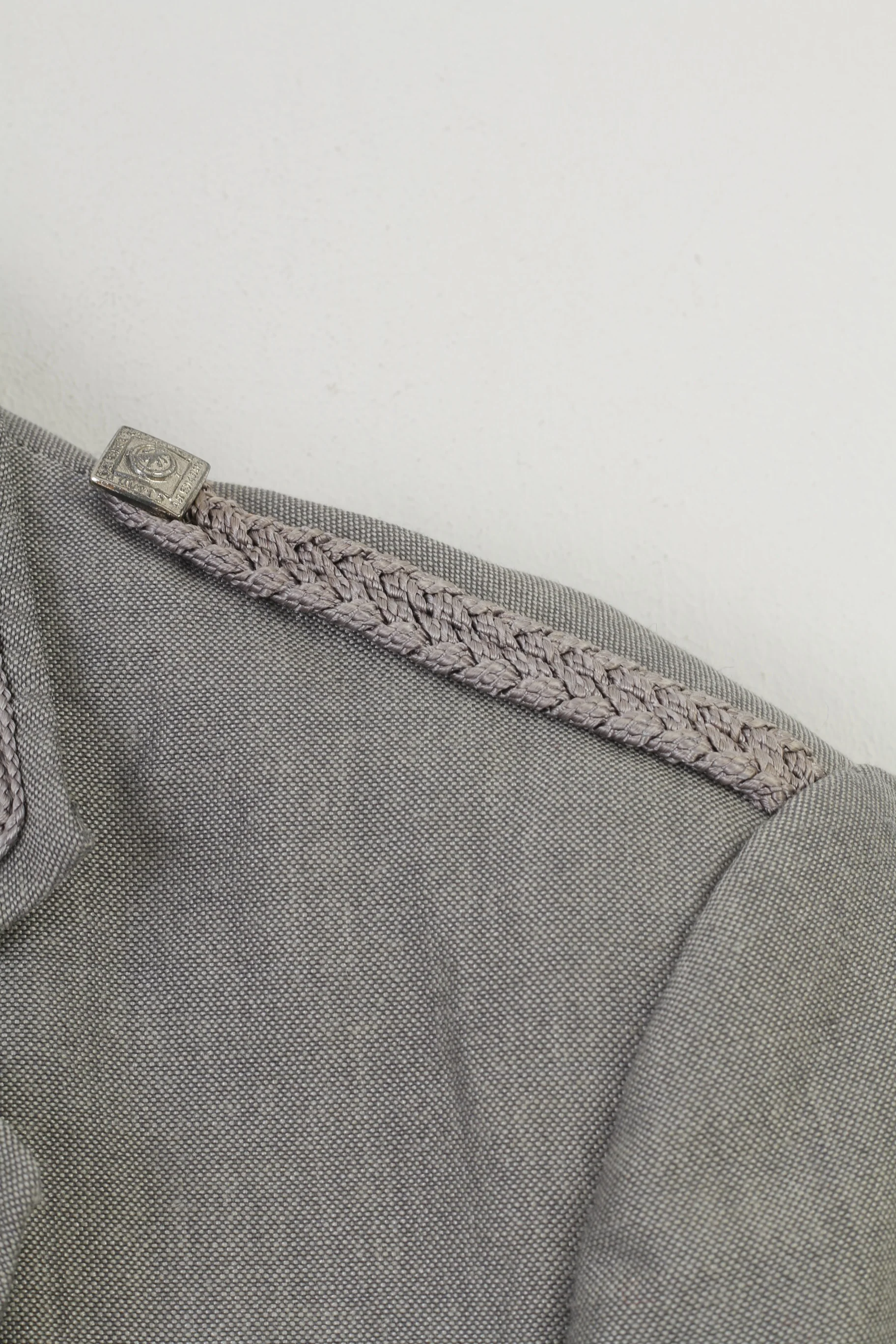 Young's Men 40 S Jacket Grey Cropped Open Front Collar Silver Buttons Vintage Formal Blazer - Image 4