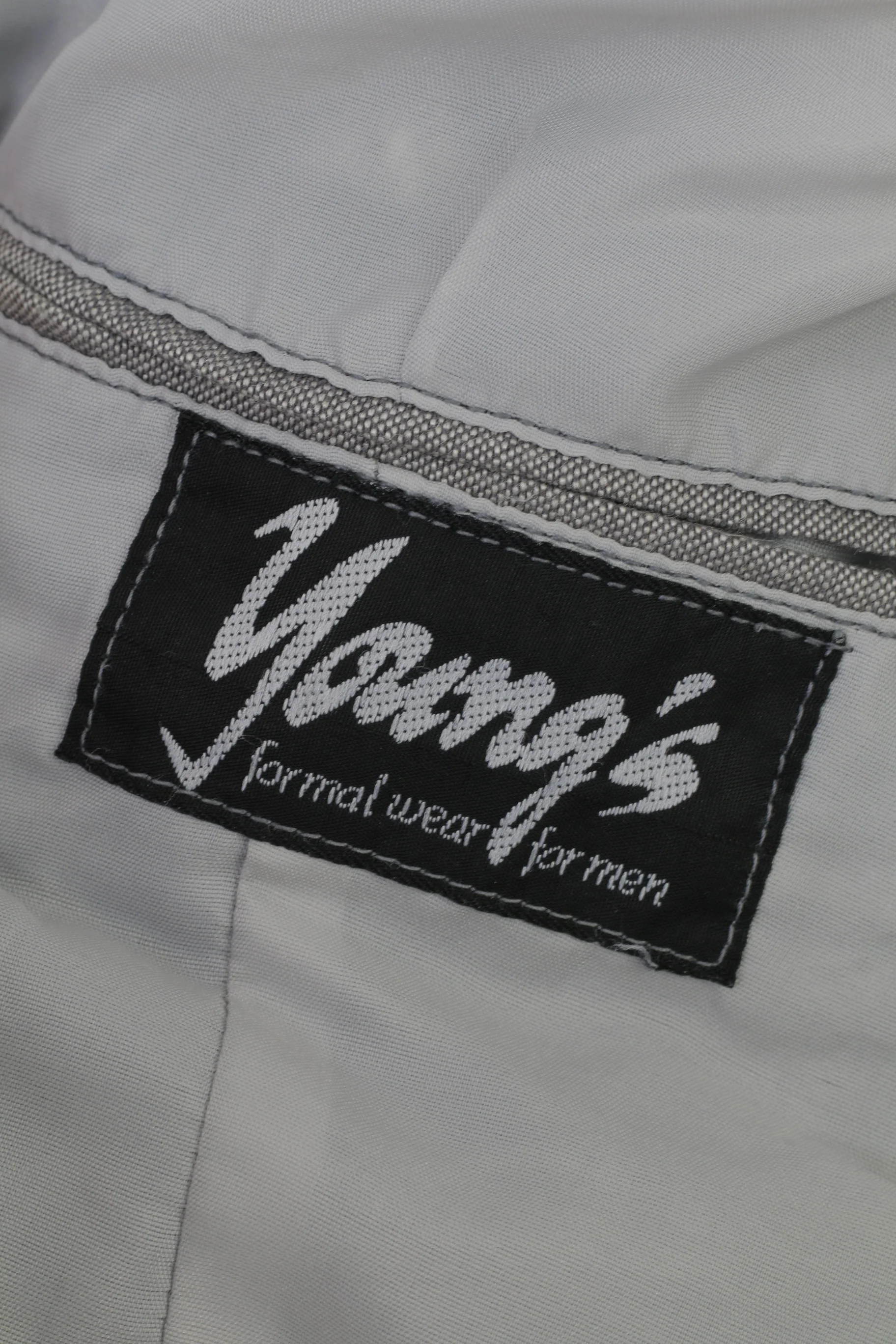 Young's Men 40 S Jacket Grey Cropped Open Front Collar Silver Buttons Vintage Formal Blazer - Image 5