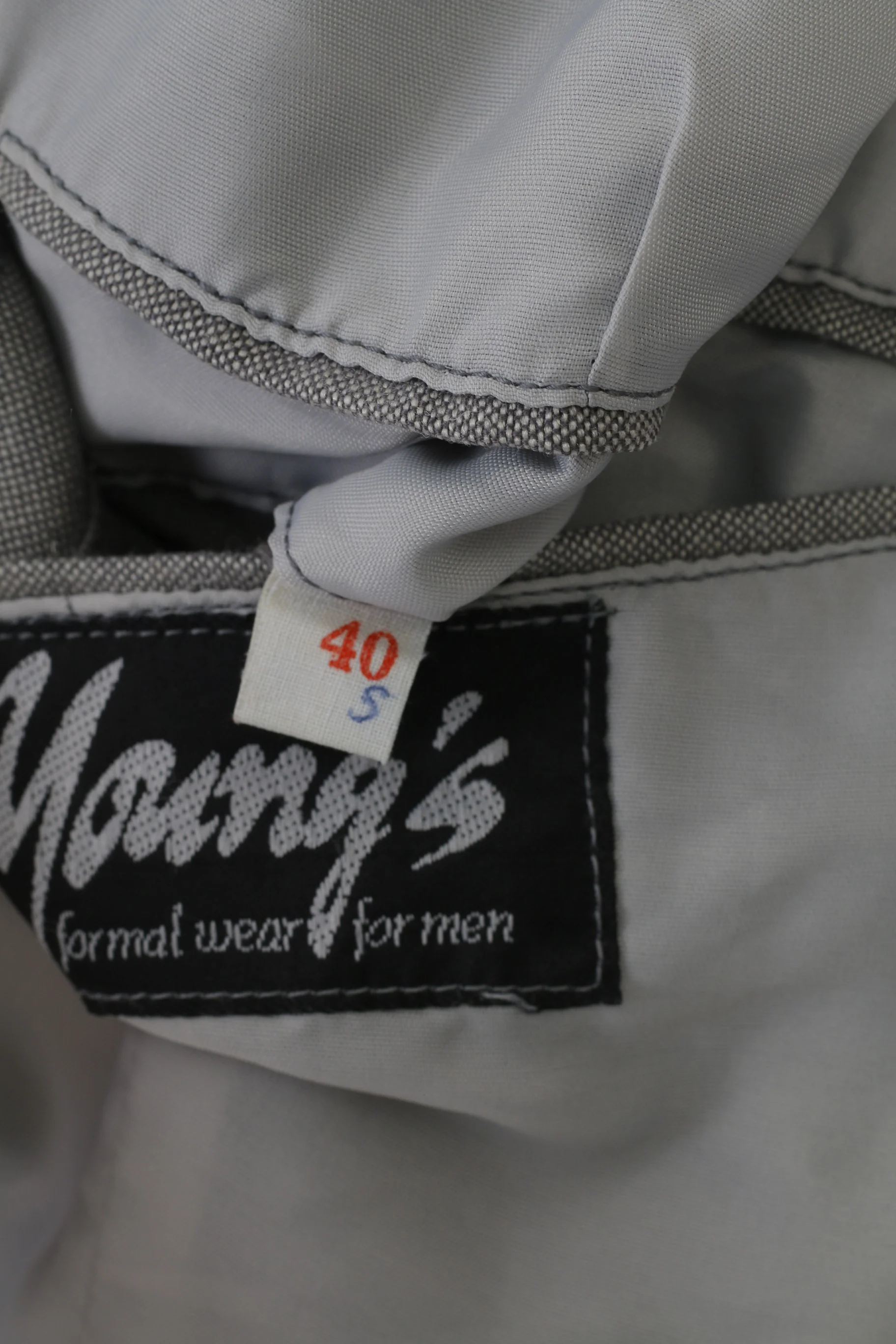 Young's Men 40 S Jacket Grey Cropped Open Front Collar Silver Buttons Vintage Formal Blazer - Image 6