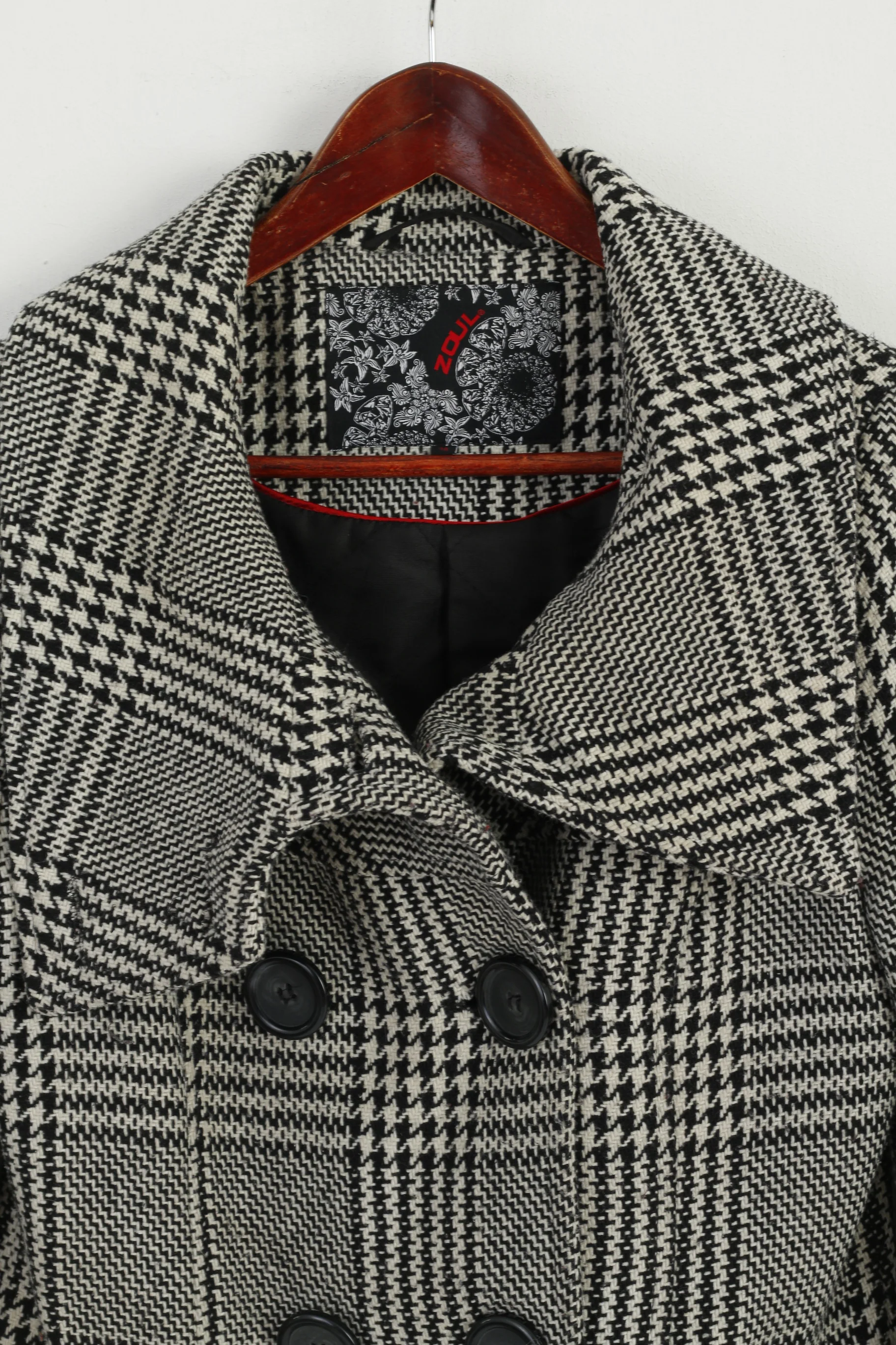 Zoul Women 38 Jacket Black White Wool Houndstooth Classic Janet Check Jacket - Image 2