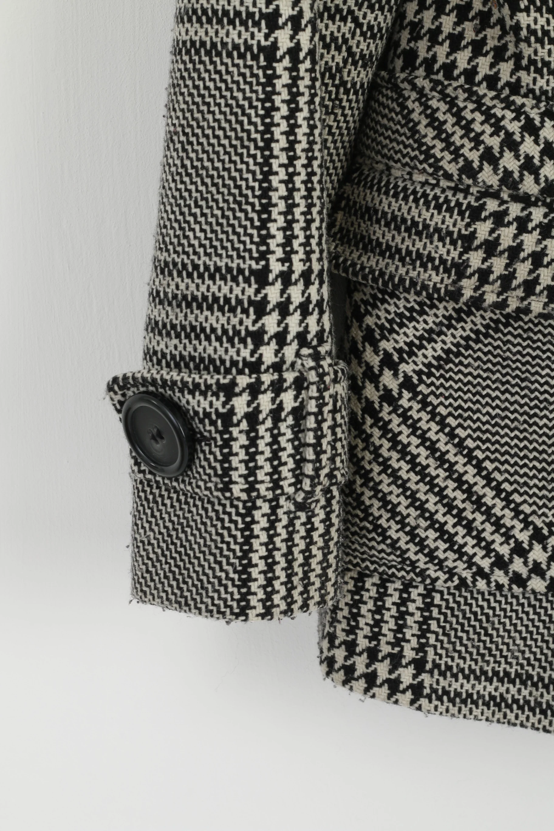Zoul Women 38 Jacket Black White Wool Houndstooth Classic Janet Check Jacket - Image 3