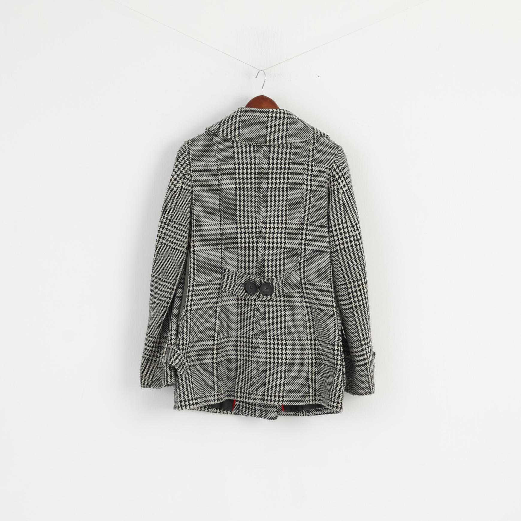 Zoul Women 38 Jacket Black White Wool Houndstooth Classic Janet Check Jacket - Image 6